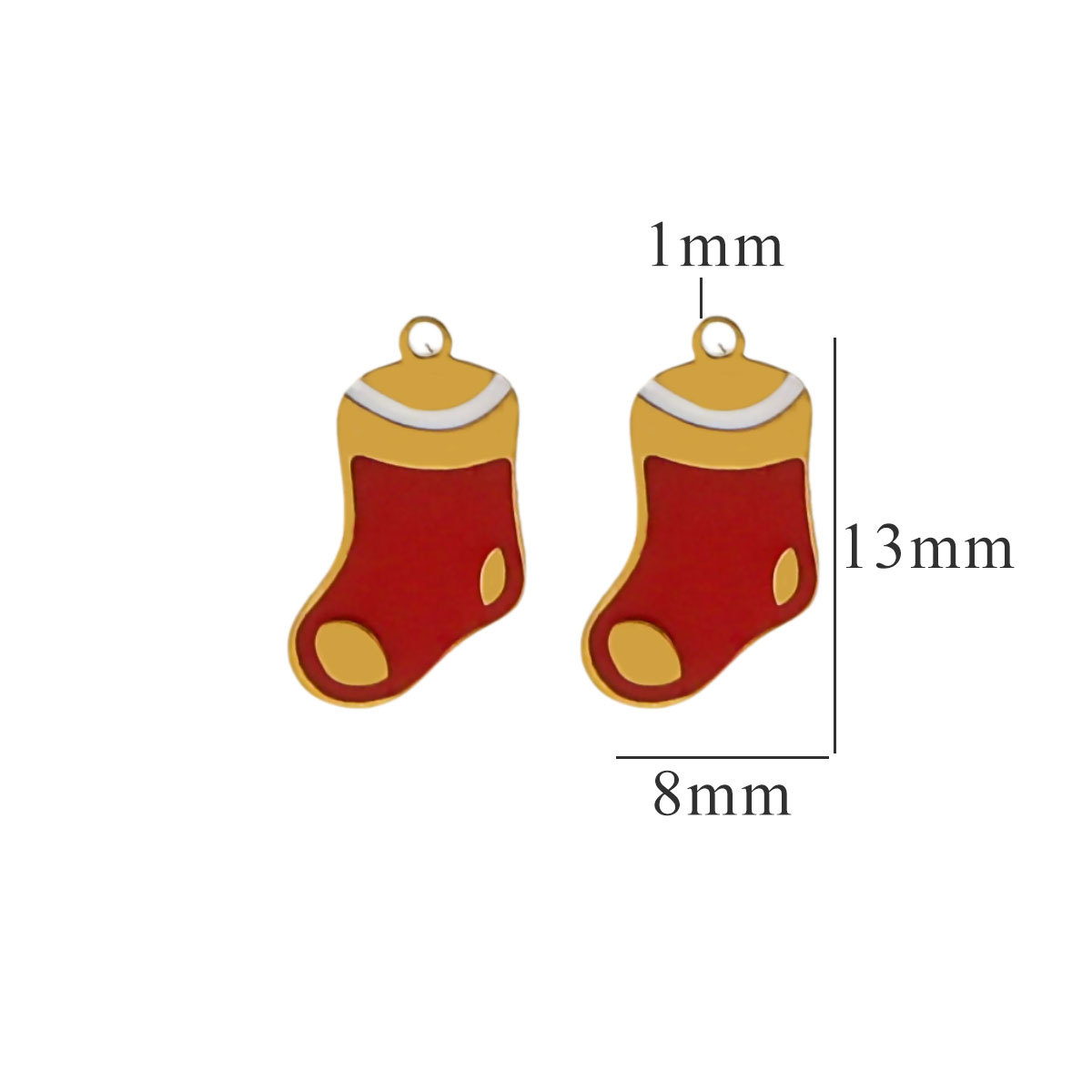 Red / 1 Piece Simple Series Cute Cartoon Socks Stainless Steel  Gold Color Unisex Pendants Picture8